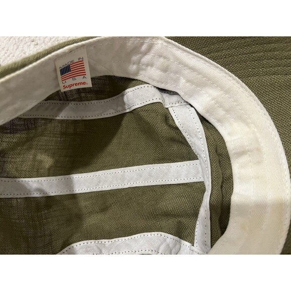 Authentic Rare Supreme Cap Olive Green (OS) Linen 5 Panel Hat camp only one eBay - Picture 8 of 8